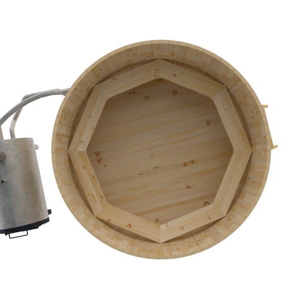 Купель BentWood Фурако из кедра D 2.1 (H 1.0/Стандарт) с наружной печкой. Фото № 4