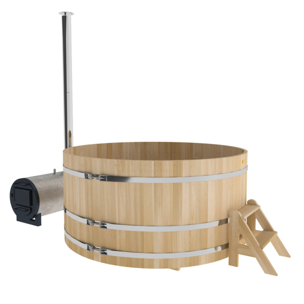Купель BentWood Фурако из кедра D 2.1 (H 1.0/Премиум) с наружной печкой. Фото № 1