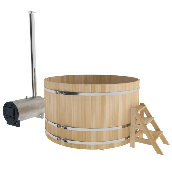 Купель BentWood Фурако из кедра D 2.1 (H 1.2/Премиум) с наружной печкой. Фото № 1