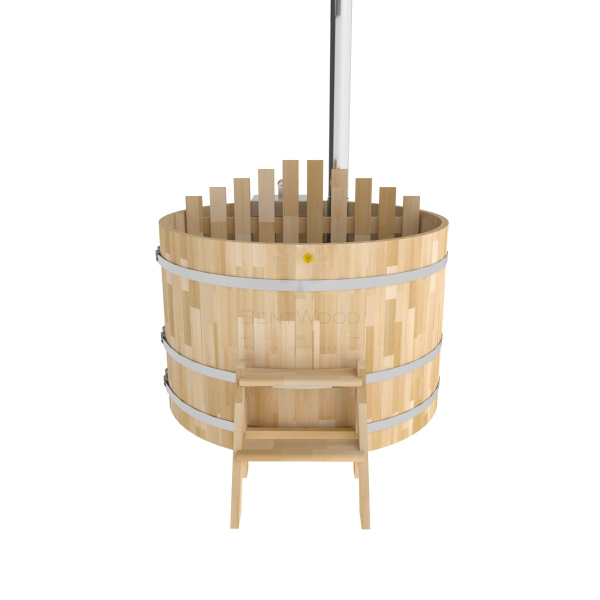 Купель BentWood Фурако из кедра D 1.5 (H 1.0 Сращенная) с внутренней печкой. Фото № 4
