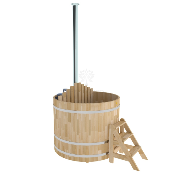 Купель BentWood Фурако из кедра D 1.5 (H 1.2 Сращенная) с внутренней печкой. Фото № 1