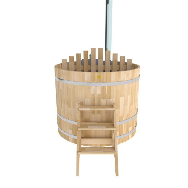 Купель BentWood Фурако из кедра D 1.5 (H 1.2 Сращенная) с внутренней печкой. Фото № 2
