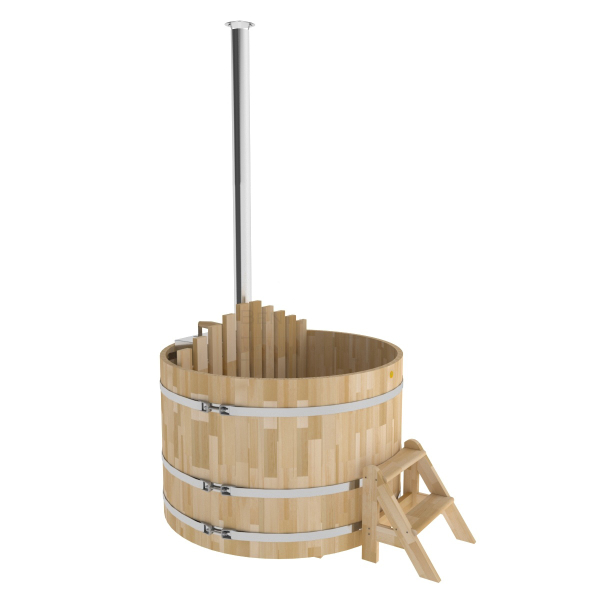 Купель BentWood Фурако из кедра D 1.5 (H 1.0 Сращенная) с внутренней печкой. Фото № 1