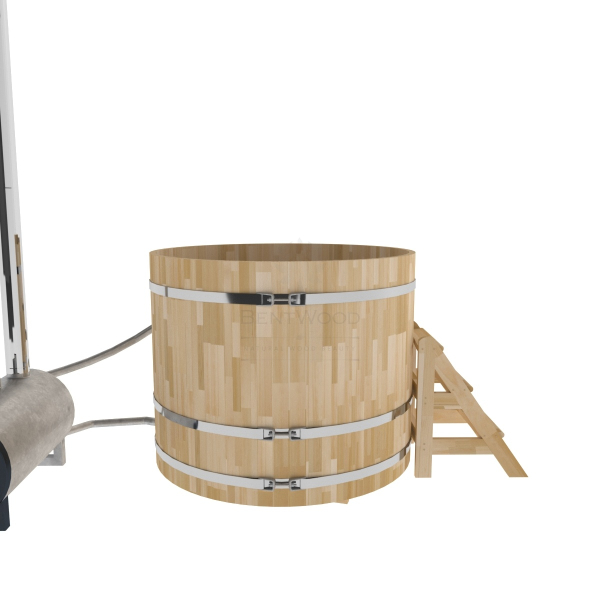 Купель BentWood Фурако из кедра D 1.5 (H 1.2 Сращенная) с наружной печкой. Фото № 2