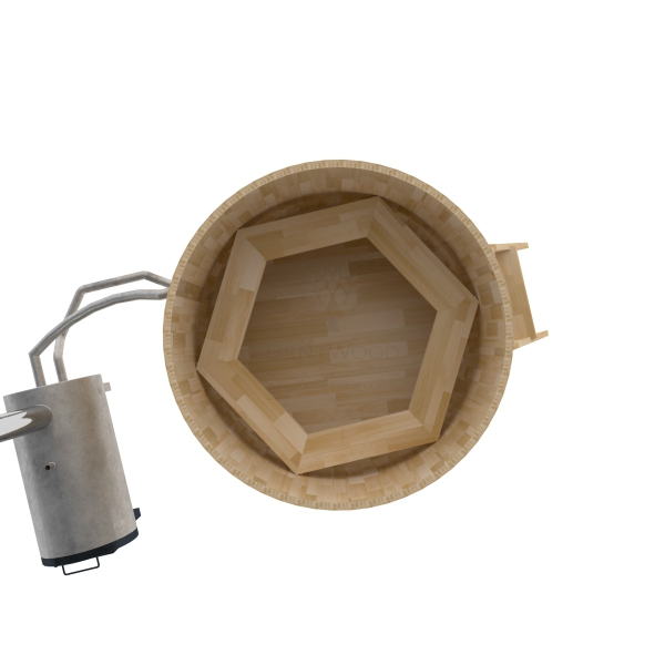 Купель BentWood Фурако из кедра D 1.5 (H 1.2 Сращенная) с наружной печкой. Фото № 3