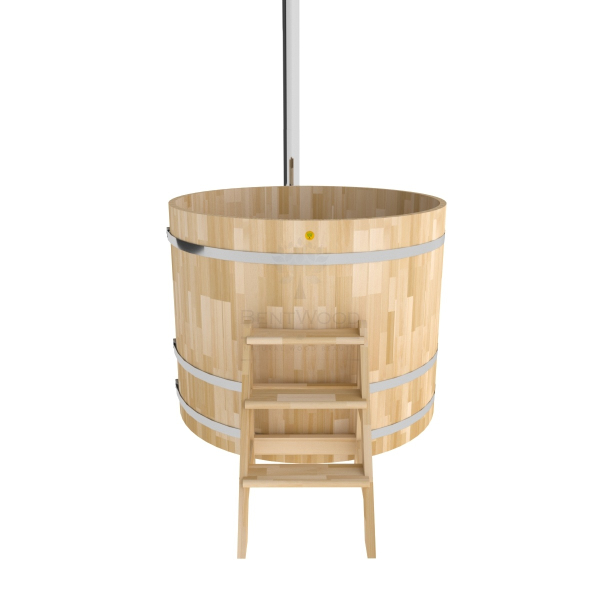 Купель BentWood Фурако из кедра D 1.5 (H 1.2 Сращенная) с наружной печкой. Фото № 4