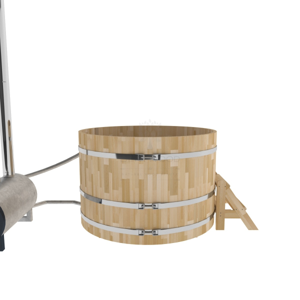 Купель BentWood Фурако из кедра D 1.5 (H 1.0 Сращенная) с наружной печкой. Фото № 3