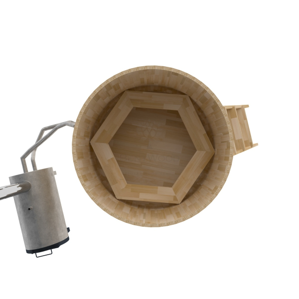 Купель BentWood Фурако из кедра D 1.5 (H 1.0 Сращенная) с наружной печкой. Фото № 2