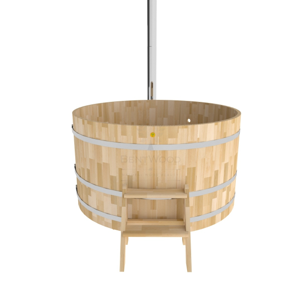 Купель BentWood Фурако из кедра D 1.8 (H 1.0 Сращенная) с наружной печкой. Фото № 2