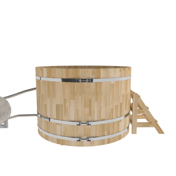 Купель BentWood Фурако из кедра D 1.8 (H 1.2 Сращенная) с наружной печкой. Фото № 4