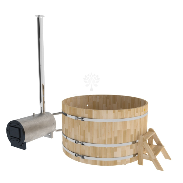Купель BentWood Фурако из кедра D 1.8 (H 1.0 Сращенная) с наружной печкой. Фото № 1