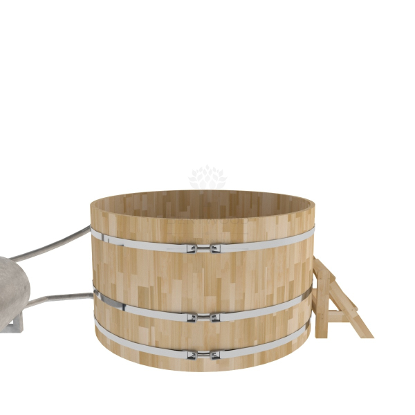 Купель BentWood Фурако из кедра D 1.8 (H 1.0 Сращенная) с наружной печкой. Фото № 4