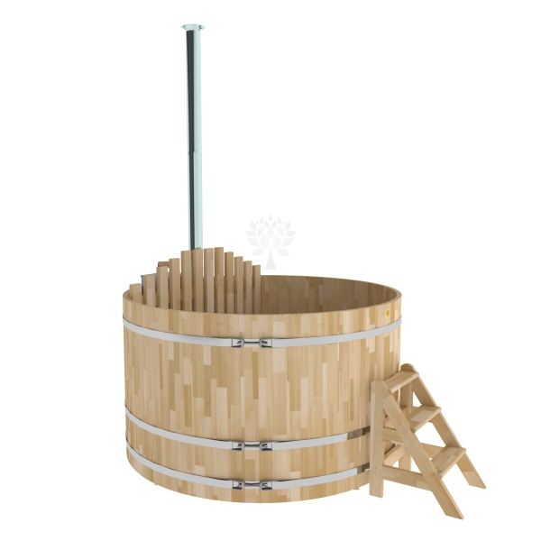 Купель BentWood Фурако из кедра D 2.1 (H 1.2 Сращенная) с внутренней печкой. Фото № 1