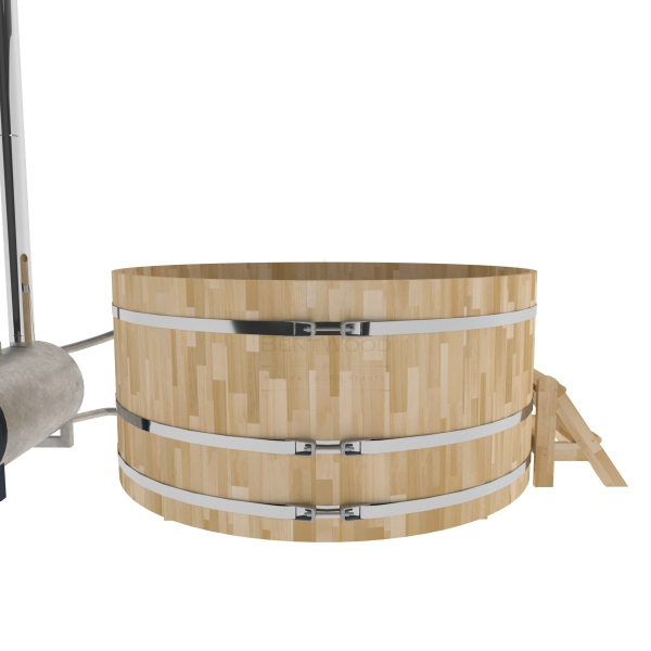 Купель BentWood Фурако из кедра D 2.1 (H 1.0 Сращенная) с наружной печкой. Фото № 2