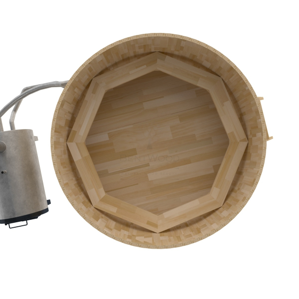 Купель BentWood Фурако из кедра D 2.1 (H 1.0 Сращенная) с наружной печкой. Фото № 4