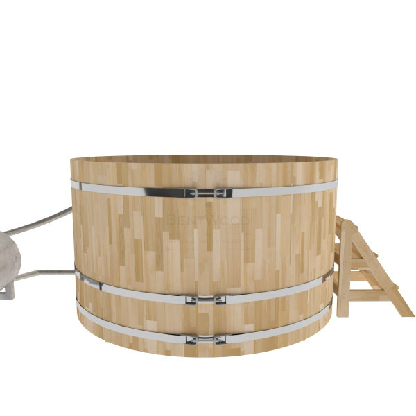 Купель BentWood Фурако из кедра D 2.1 (H 1.0 Сращенная) с наружной печкой. Фото № 3