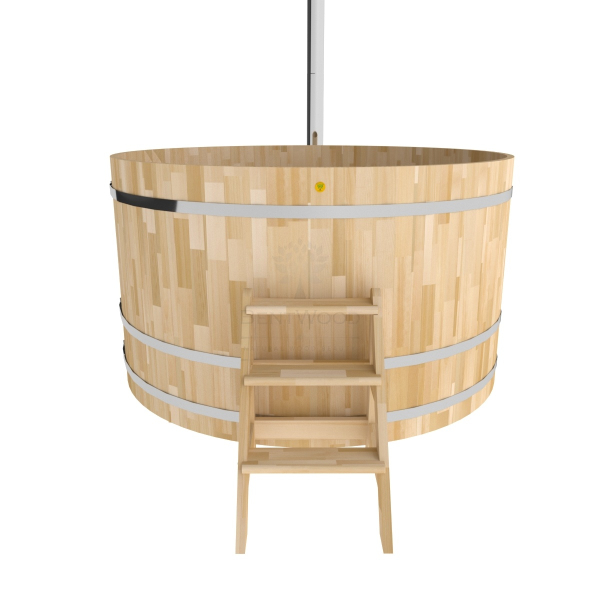 Купель BentWood Фурако из кедра D 2.1 (H 1.2 Сращенная) с наружной печкой. Фото № 2