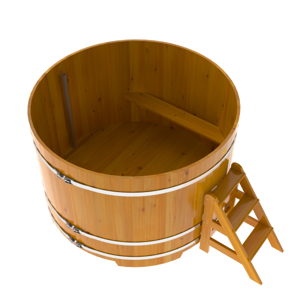 Купель Круглая Bentwood из натуральной лиственницы Рустик 2,0 х 2,0 х 1,2 м. Фото № 5