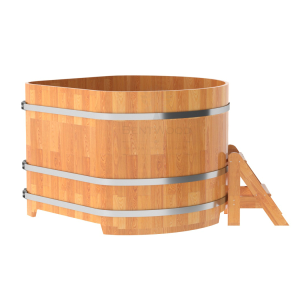 Купель угловая Bentwood из сращенных ламелей натуральной лиственницы 1,37х1,37 Высота 1,0 м. Фото № 3