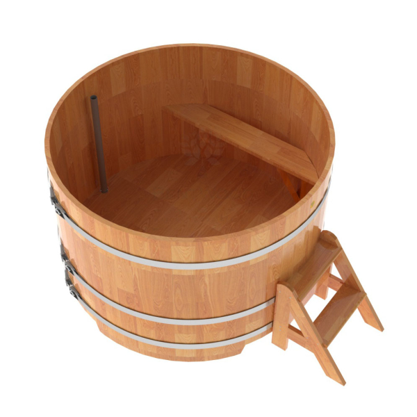 Купель Круглая Bentwood из сращенных ламелей натуральной лиственницы 1,50 х 1,50 х 1,0 м. Фото № 5