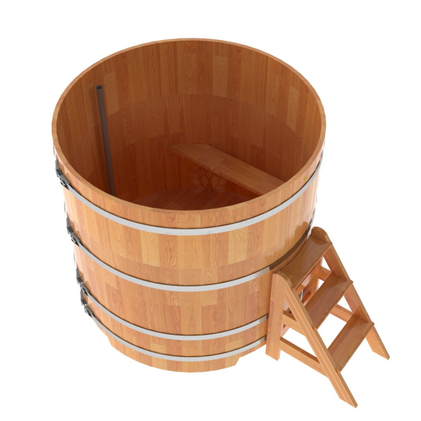 Купель Круглая Bentwood из сращенных ламелей натуральной лиственницы 1,50 х 1,50 х 1,4 м. Фото № 4