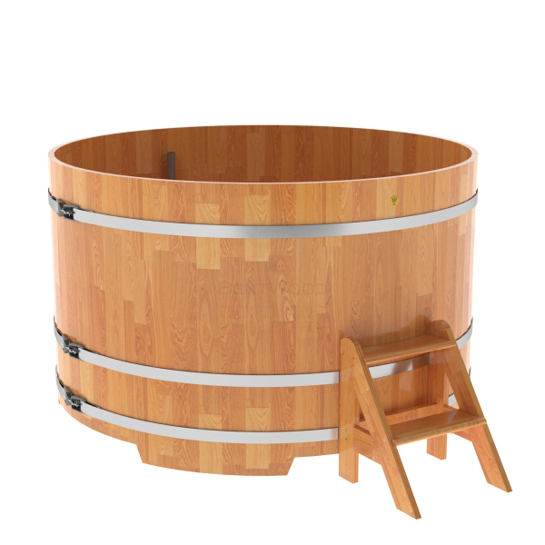 Купель Круглая Bentwood из сращенных ламелей натуральной лиственницы 1,80 х 1,80 х 1,1 м. Фото № 1