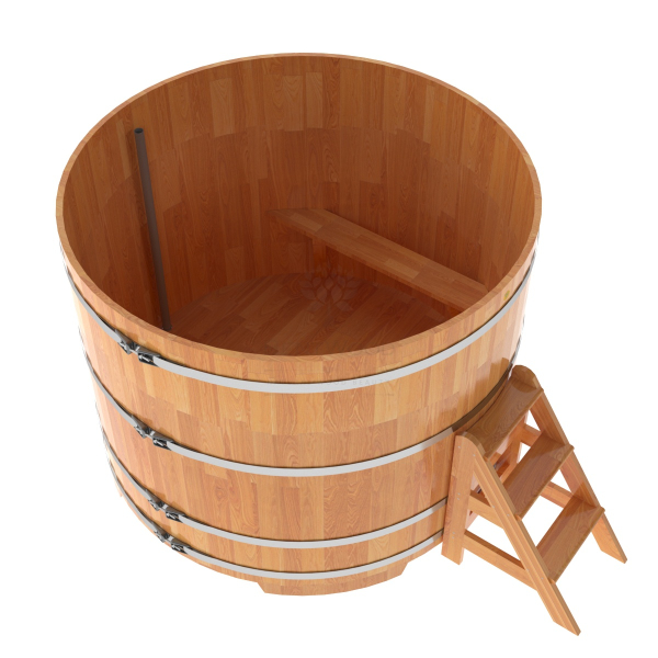 Купель Круглая Bentwood из сращенных ламелей натуральной лиственницы 1,80 х 1,80 х 1,4 м. Фото № 4