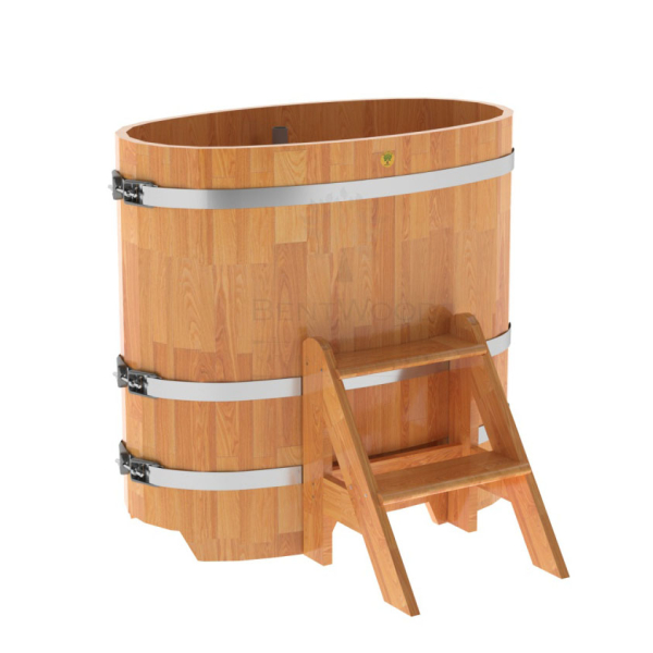 Купель овальная Bentwood из сращенных ламелей натуральной лиственницы 0,59 х 1,06 х 1,0 м. Фото № 1