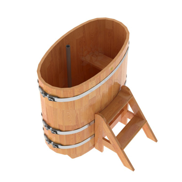 Купель овальная Bentwood из сращенных ламелей натуральной лиственницы 0,59 х 1,06 х 1,0 м. Фото № 4