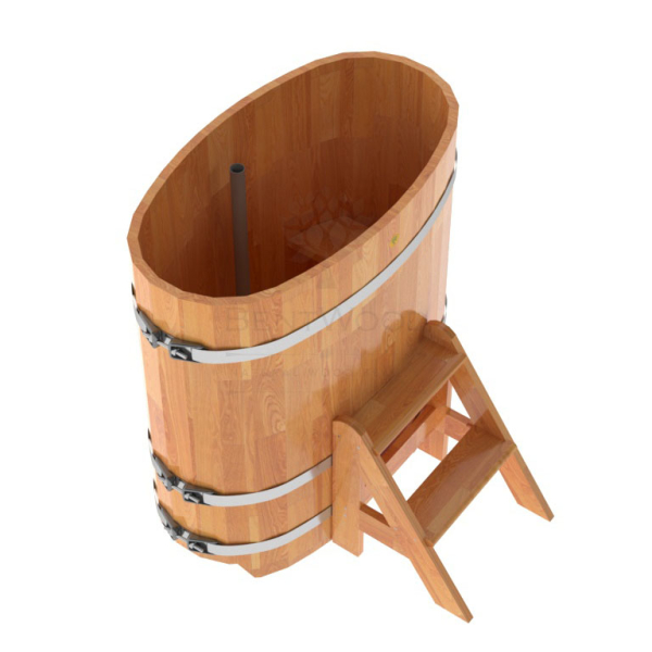 Купель овальная Bentwood из сращенных ламелей натуральной лиственницы 0,59 х 1,06 х 1,1 м. Фото № 4