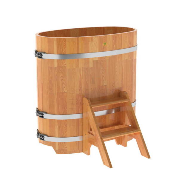 Купель овальная Bentwood из сращенных ламелей натуральной лиственницы 0,59 х 1,06 х 1,1 м. Фото № 1
