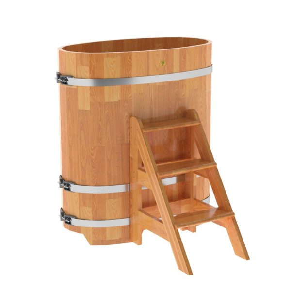 Купель овальная Bentwood из сращенных ламелей натуральной лиственницы 0,59 х 1,06 х 1,2 м. Фото № 1