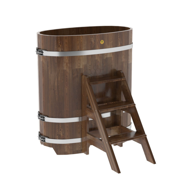 Купель овальная Bentwood из сращенных ламелей мореной лиственницы 0,59 х 1,06 х 1,2 м. Фото № 1