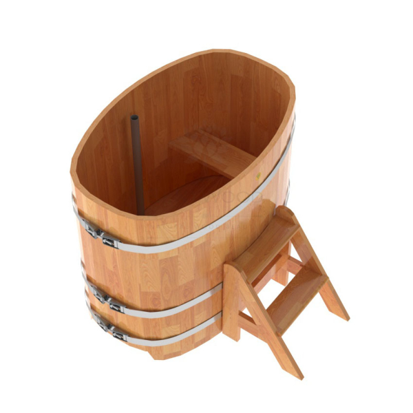 Купель овальная Bentwood из сращенных ламелей натуральной лиственницы 0,76 х 1,16 х 1,0 м. Фото № 2
