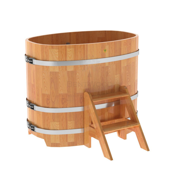 Купель овальная Bentwood из сращенных ламелей натуральной лиственницы 0,76 х 1,16 х 1,0 м. Фото № 1