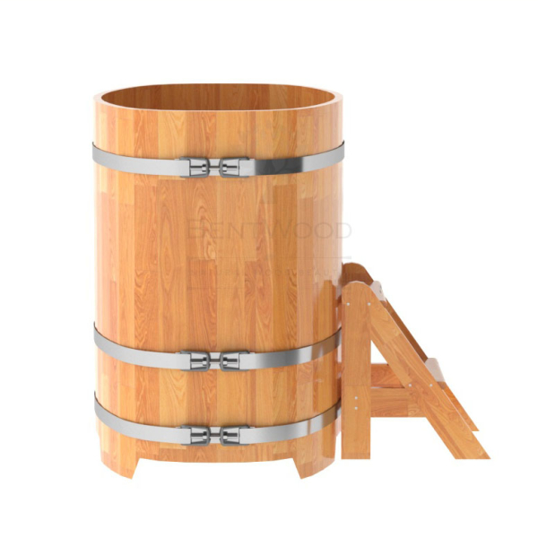 Купель овальная Bentwood из сращенных ламелей натуральной лиственницы 0,76 х 1,16 х 1,1 м. Фото № 2