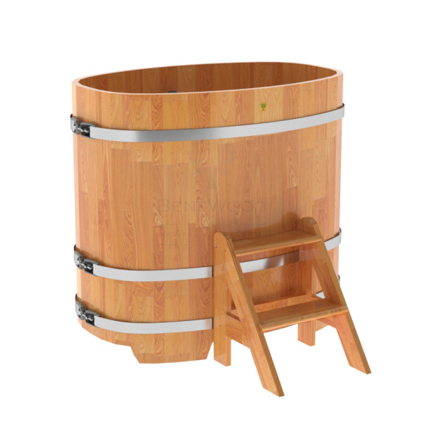 Купель овальная Bentwood из сращенных ламелей натуральной лиственницы 0,76 х 1,16 х 1,1 м. Фото № 1