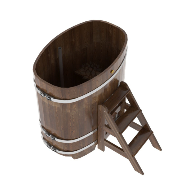 Купель овальная Bentwood из сращенных ламелей мореной лиственницы 0,76 х 1,16 х 1,2 м. Фото № 3