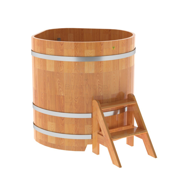 Купель угловая Bentwood из сращенных ламелей натуральной лиственницы 1,03х1,03 Высота 1,1 м. Фото № 1