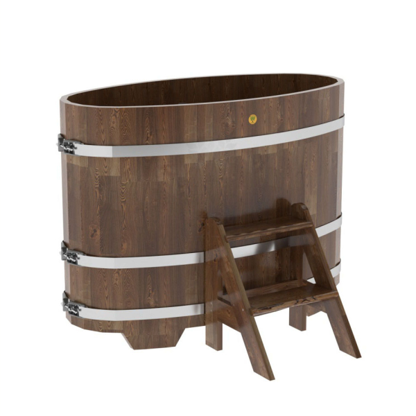 Купель овальная Bentwood из сращенных ламелей мореной лиственницы 0,69 х 1,31 х 1,0 м. Фото № 1