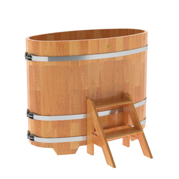 Купель овальная Bentwood из сращенных ламелей натуральной лиственницы 0,69 х 1,31 х 1,1 м. Фото № 1