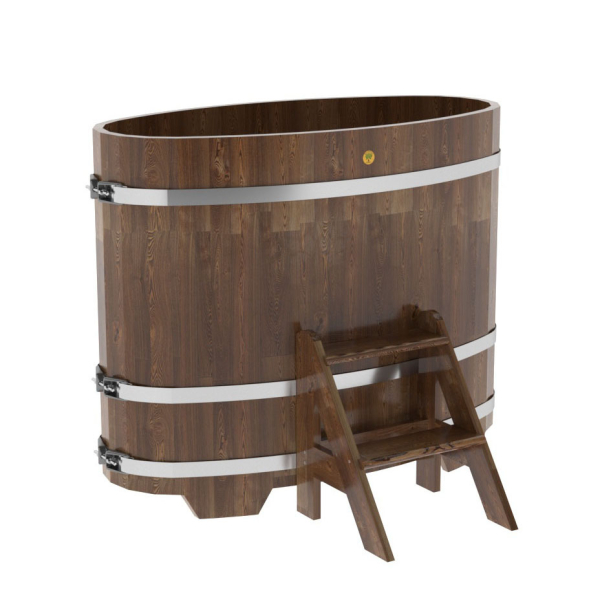Купель овальная Bentwood из сращенных ламелей мореной лиственницы 0,69 х 1,31 х 1,1 м. Фото № 1