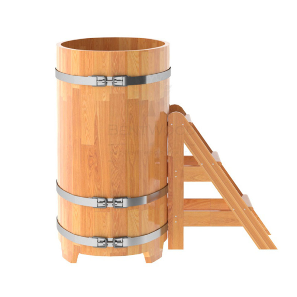Купель овальная Bentwood из сращенных ламелей натуральной лиственницы 0,69 х 1,31 х 1,2 м. Фото № 3