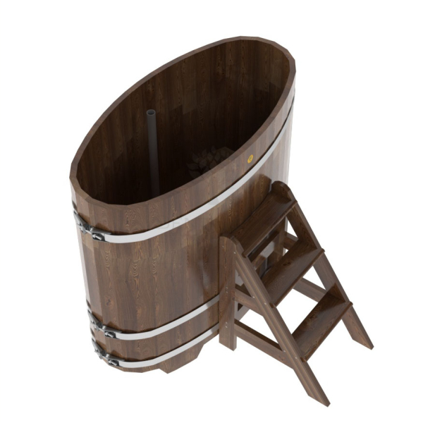 Купель овальная Bentwood из сращенных ламелей мореной лиственницы 0,69 х 1,31 х 1,2 м. Фото № 3