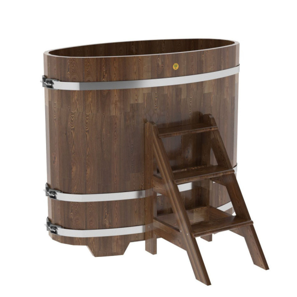 Купель овальная Bentwood из сращенных ламелей мореной лиственницы 0,69 х 1,31 х 1,2 м. Фото № 1