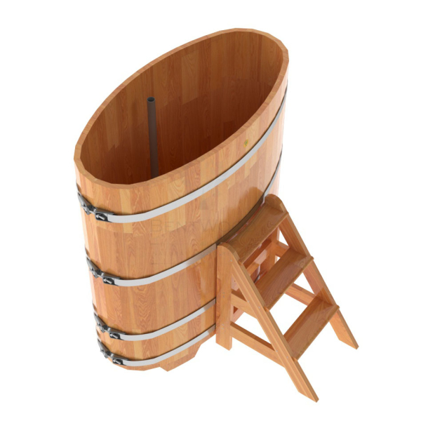 Купель овальная Bentwood из сращенных ламелей натуральной лиственницы 0,69 х 1,31 х 1,4 м. Фото № 3