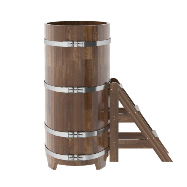 Купель овальная Bentwood из сращенных ламелей мореной лиственницы 0,69 х 1,31 х 1,4 м. Фото № 3