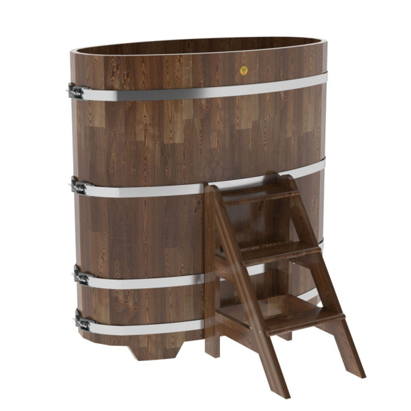 Купель овальная Bentwood из сращенных ламелей мореной лиственницы 0,69 х 1,31 х 1,4 м. Фото № 1