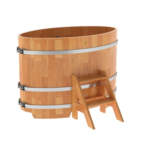 Купель овальная Bentwood из сращенных ламелей натуральной лиственницы 0,80 х 1,42 х 1,0 м. Фото № 1