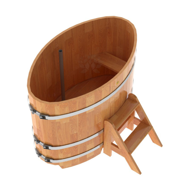 Купель овальная Bentwood из сращенных ламелей натуральной лиственницы 0,80 х 1,42 х 1,0 м. Фото № 3